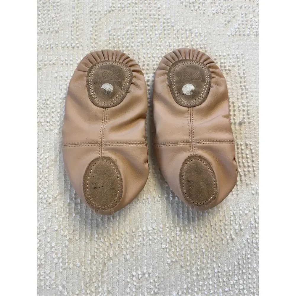 Stelle Girl's Sz 2 Ballet Shoes Slippers Spilt Sole Dance Pink Leather Youth